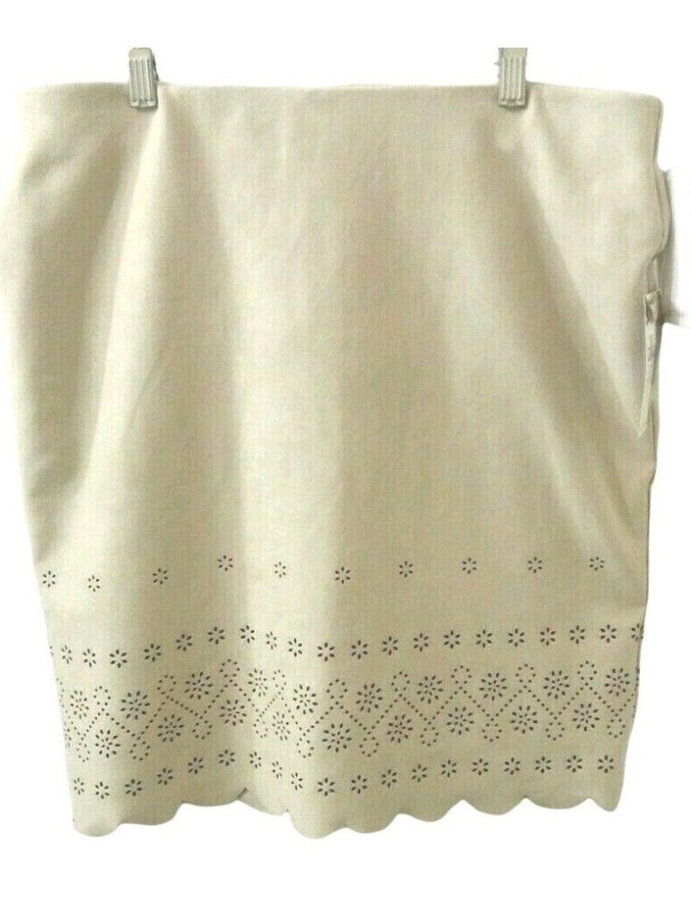 Karen Kane Beige Faux Suede Skirt Medium New Straight Scalloped Hem NWT